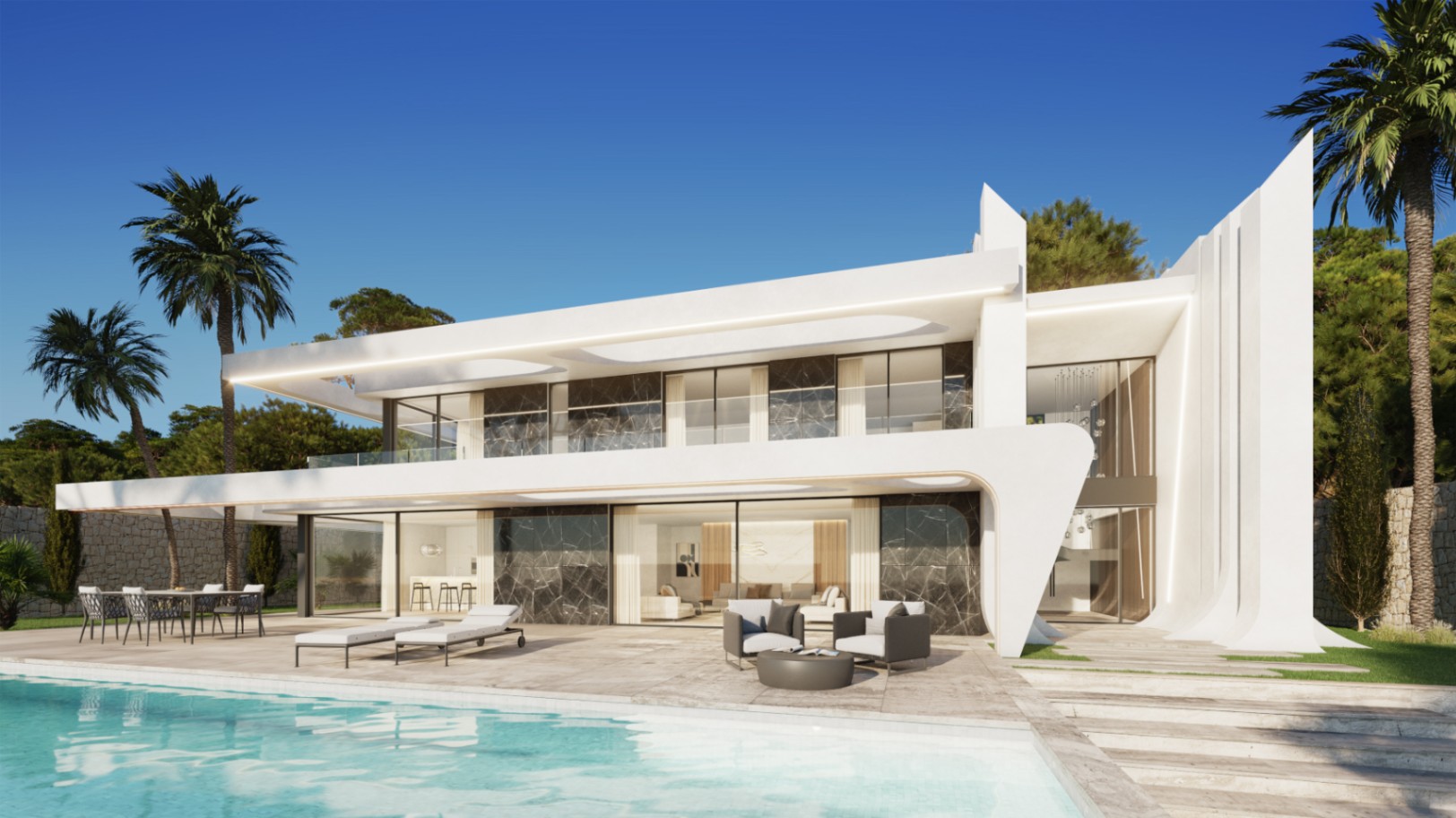 Lyxig modern villa med fyra sovrum och fyra badrum