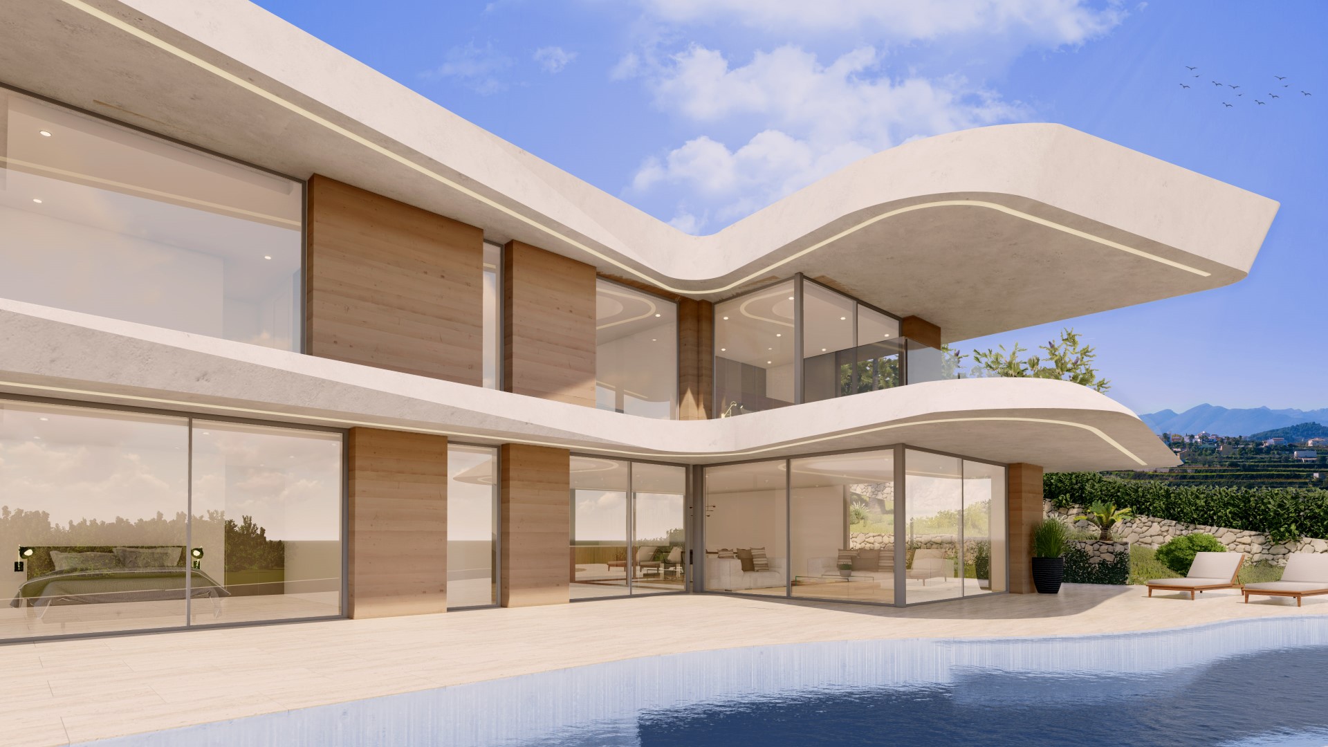 Modern elegans med panoramautsikt: Utforska denna unika arkitektoniska pärla