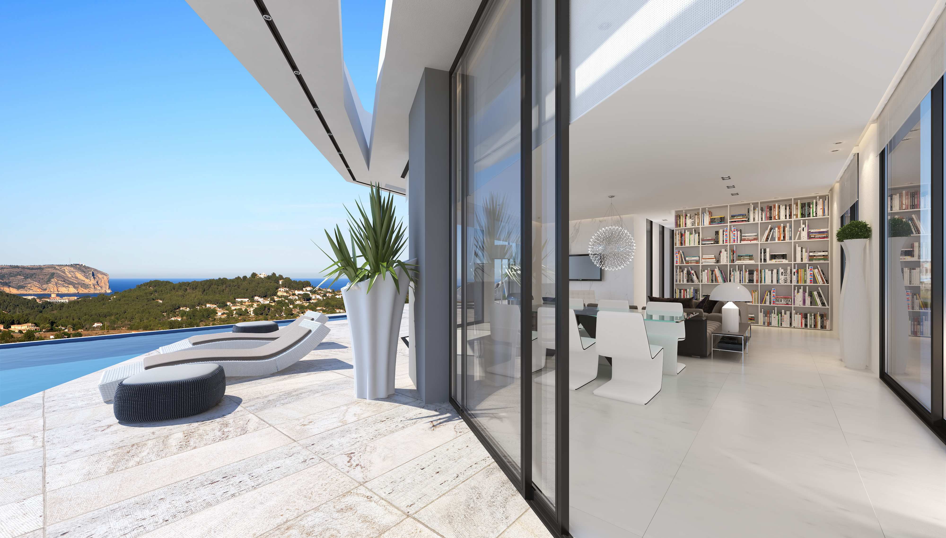 Vacker och fullt möblerad modern villa till salu i Javea med underbar utsikt