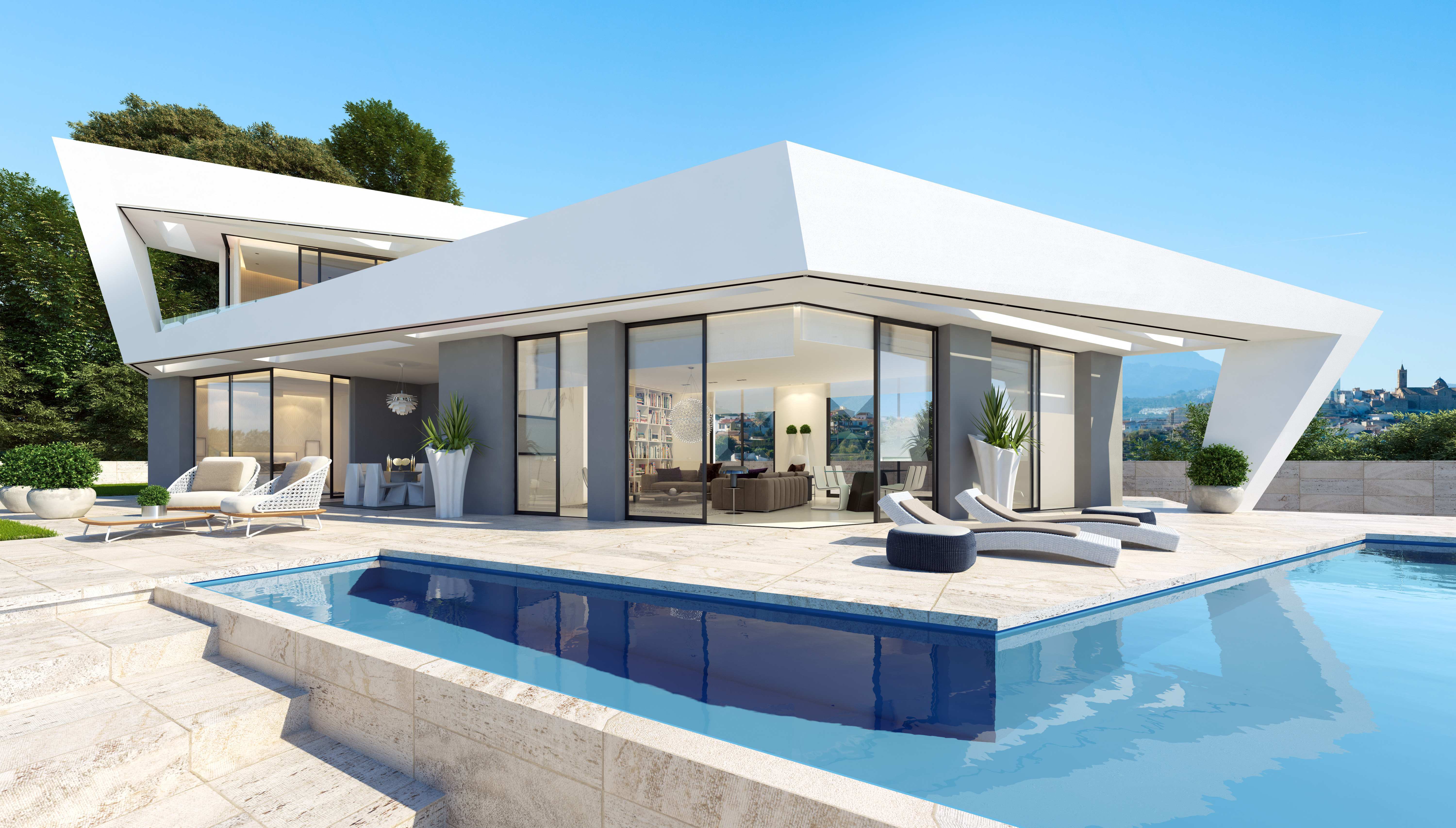 Vacker och fullt möblerad modern villa till salu i Javea med underbar utsikt